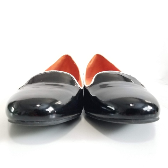 VIA SPIGA EDINA Flats Loafers Black White Patent - Picture 9 of 12